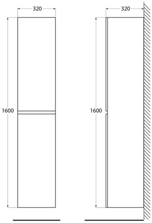 Пенал BelBagno  ALBANO-1600-2A-SC-RVB-P